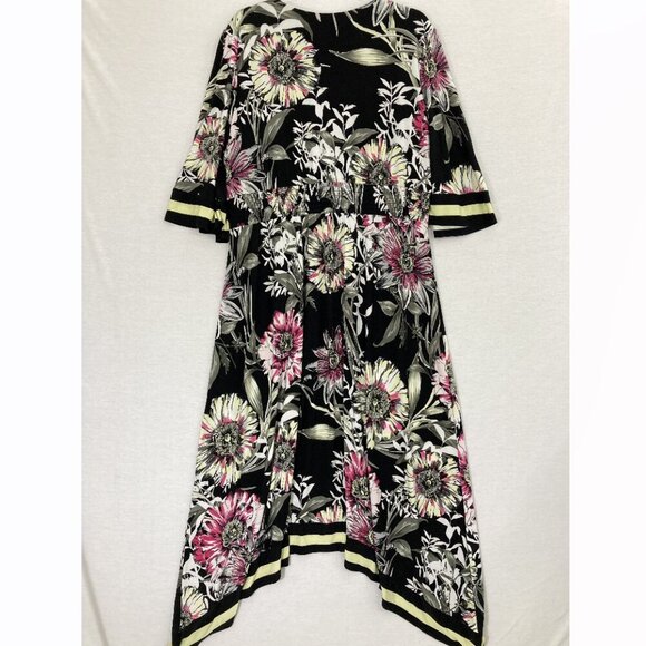 INC International Concepts Floral Wrap Stretch Knit Asymmetric Hem Midi Dress 2X - Picture 7 of 11